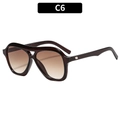 Retro aviator sunglasses with dark brown tortoiseshell frames and brown gradient lenses - Dark Tea Frame Gradient Tea Lens
