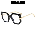 Fashion oversized black geometric glasses frame with elegant gold metal temples C13 model - Black Frame Clear Lenses