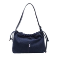 Dunkelblaue Denim-Tasche mit Kordelzug, GIRLBAG-Label und lässigem Schultergurt - Dunkelblau
