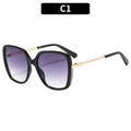 Gafas de sol retro de gran tamaño con montura negra y lentes degradadas moradas C1 - C1-Montura Negra Lentes Grises