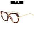 Fashion oversized tortoiseshell glasses frame with slim golden metal temples C14 - Pattern Frame Clear Lens