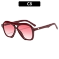 Retro oversized sunglasses in wine red frame with pink gradient lenses and wide bridge - Wine Red Frame Gradient Red Lens