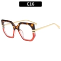 Fashion oversized geometric eyewear in tortoiseshell and transparent red with gold temples - Tortoise & Transparent Red Frame Clear Lens