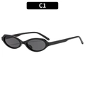 Gafas de sol ovaladas negras retro con lentes gris oscuro y acabado brillante - Montura Negra Lentes Grises