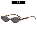 Gafas de sol ovales retro con lentes grises y patillas con textura de carey - C2-Marco Gris Patilla Carey Lente Gris