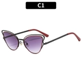 Lunettes de soleil œil de chat monture rouge et noir verres dégradés violets - C1-Monture Noire Verres Dégradés Gris