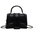 Mini sac à main noir avec texture crocodile et bandoulière chaîne élégante - Noir