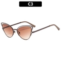 Lunettes de soleil œil de chat avec verres dégradés marron C3 et monture en métal - C3-Monture Café Verres Dégradés Thé