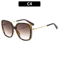 Gafas de sol cuadradas retro con montura de carey y lentes de color marrón degradado - C4 Montura Carey Lente Té Doble