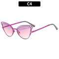 Occhiali da sole magenta a occhio di gatto con lenti sfumate e montatura in metallo - C4-Montatura Viola Lenti Viola