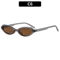 Retro ovale Sonnenbrille mit transparentem grauem Rahmen und braunen Gläsern C6 - C6-Durchsichtiger Grauer Rahmen Teebraune Gläser