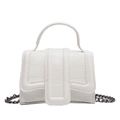 Mini sac à main blanc pour femme motif crocodile avec bandoulière chaîne métal - Blanc