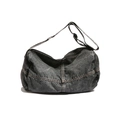 Borsa a tracolla in denim grigio scuro lavato con cuciture a contrasto - grigio scuro