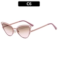 Occhiali da sole cat-eye in metallo oro rosa con lenti sfumate rosa elegante - C6-Montatura Rosa Lenti Tè Rosa