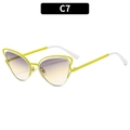 Occhiali da sole cat-eye in metallo giallo con lenti sfumate viola modello C7 - C7-Montatura Gialla Lenti Grigio Giallo
