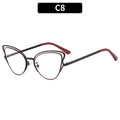 Occhiali da sole cat-eye in metallo nero e rosso con montatura geometrica alla moda - Montatura Nera Lente Bianca