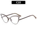 Occhiali da sole cat-eye in metallo marrone C10 con ponte superiore cavo e lenti trasparenti - C10-Montatura Caffè Lenti Trasparenti