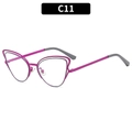 Occhiali da sole cat eye con montura metallica doppia in magenta e grigio scuro - C11-Montatura Viola Lenti Trasparenti