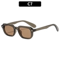 Retro vierkante thee grijze zonnebril CY2818 met transparant montuur en metalen accenten - Olijfgroen Frame Thee Lens