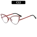 Montatura per occhiali da sole cat-eye in metallo rosso e nero, variante stile C12 - C12-Montatura Rossa Lenti Trasparenti