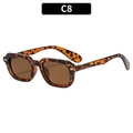 Retro vierkante zonnebril met schildpadmontuur en donkerbruine lenzen model C8 - Schildpad Frame Thee Lens