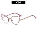 Occhiali da sole cat-eye in metallo oro rosa con montatura traforata e naselli - C14-Montatura Rosa Lenti Trasparenti