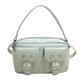 Mini borsa a mano azzurra multitasca in pelle sintetica opaca con rivetti in argento - Blu