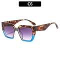 Retro square sunglasses with tortoiseshell frames and blue accents with purple lenses - Tortoise Blue Splicing Frame Grey Lens