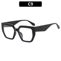 Classic vintage square oversized sunglasses in glossy black thick geometric frame style - Black Frame Clear Lenses