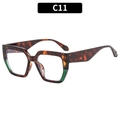 Retro square large frame sunglasses in tortoiseshell finish with green side accents - Tortoise Green Frame Clear Lens
