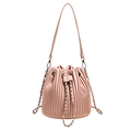 Borsa a secchiello plissettata rosa con catena argento e chiusura a coulisse - Rosa