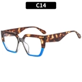 Square oversized sunglasses with retro tortoiseshell frame and translucent blue lower half - Tortoise Blue Splicing Frame Clear Lens