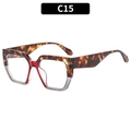Square oversized sunglasses with leopard print frames and red bridge detail - Tortoise Grey Splicing Frame Clear Lens
