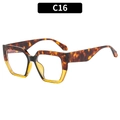 Square oversized tortoiseshell sunglasses with amber gradient frame and retro street style - Tortoise Yellow Splicing Frame Clear Lens