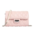 Petit sac bandoulière rose matelassé avec élégante bandoulière en perles et chaîne - Rose