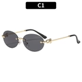 Ovale randloze zonnebril met gouden metalen frame en grijze glazen - Gouden Frame Grijze Lens