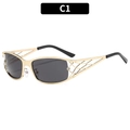 Occhiali da sole vintage Y2K in metallo dorato con design a rombi traforati e lenti grigie - Montatura Oro Lente Grigia