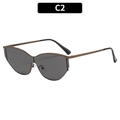Gafas de sol cat eye Y2K con montura de metal marrón y lentes grises para mujer - Montura Café Lentes Grises (C2)