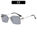 Fashionable rimless square sunglasses with dark grey lenses and metal chain detail - Silver Frame Light Grey Lens