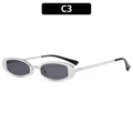 Lunettes de soleil Y2K ovales étroites avec monture en métal argenté et verres gris foncé - C3-Monture Argent Verres Gris