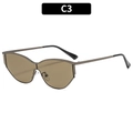 Gafas de sol Y2K de metal con lentes de una pieza marrón oscuro y montura gris - Montura Gunmetal Lentes Té (C3)