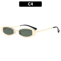 Lunettes de soleil Y2K ovales vintage avec monture en métal doré et verres gris - C4-Monture Dorée Verres Vert Foncé