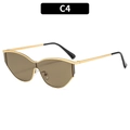 Gafas de sol Y2K ojo de gato con montura dorada metálica y lentes marrones, estilo C4 - Montura Dorada Lentes Té (C4)