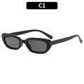 Lunettes de soleil ovales rétro noires avec monture épaisse et verres gris pour femme - Monture Noire Verres Gris