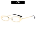 Y2K vintage metal sunglasses in gold finish with oval frames and black temple tips - C6-Gold Frame White Lens