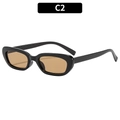 Lunettes de soleil rétro noires ovales pour femme avec verres bruns et monture épaisse - Monture Noire Verres Thé
