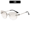 Lunettes de soleil polygonales sans monture avec verres dégradés gris et branches en argent - Monture Argentée Verres Mercure Dégradés (C5)