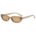 Petites lunettes de soleil œil de chat rétro avec monture et verres translucides marron - Monture Thé Verres Thé