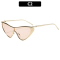 Occhiali da sole cat-eye dorati alla moda con lenti rosa e montatura in metallo - Montatura Oro Lenti Champagne (C2)