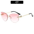 Lunettes de soleil œil-de-chat sans monture avec verres dégradés roses et or - Monture Dorée Verres Dégradés Rose (C7)